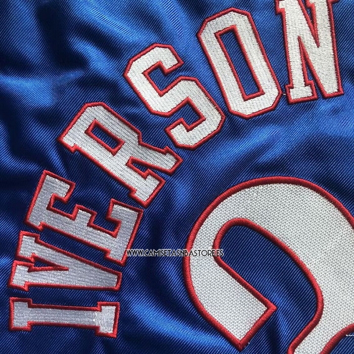 Allen Iverson NO 3 Camiseta Philadelphia 76ers Mitchell & Ness 2001-02 Azul